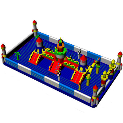 Airtight Kids Game Inflatable Fun City Castle With Slide Printed Logo
